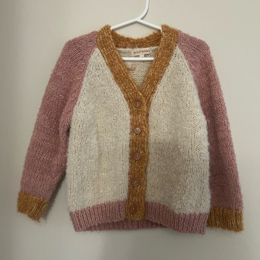 Wild Wawa fuzzy rainbow Cardigan